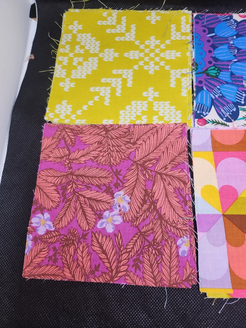 Vibrant Multicolor Floral and Geometric Fabric Squares - Home Accents